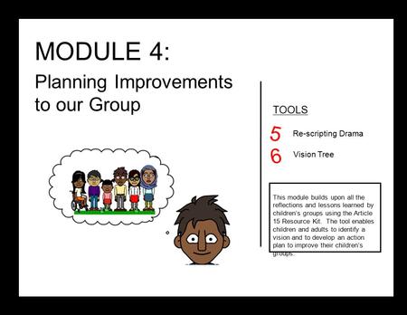 MODULE 4: Planning Improvements to our Group TOOLS Re-scripting Drama 5 Vision Tree 6 This module builds upon all the reflections and lessons learned by.
