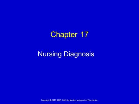 Chapter 17 Nursing Diagnosis
