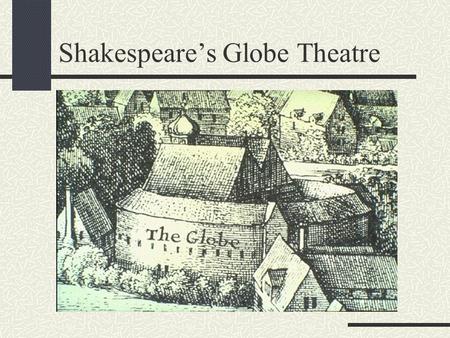 Shakespeare’s Globe Theatre Why was the Globe built? The Lord Chamberlain’s Men (Shakespeare’s acting troupe) needed a place to perform their plays so.