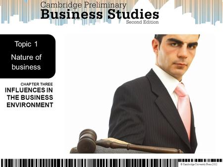 © Cambridge University Press 2012 CHAPTER THREE INFLUENCES IN THE BUSINESS ENVIRONMENT Topic 1 Nature of business.