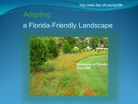 A Florida-Friendly Landscape Adopting University of Florida Fall 2009