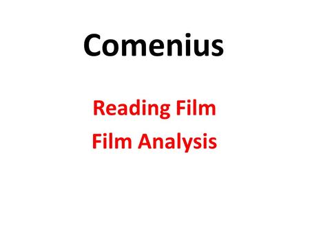 Reading Film Film Analysis