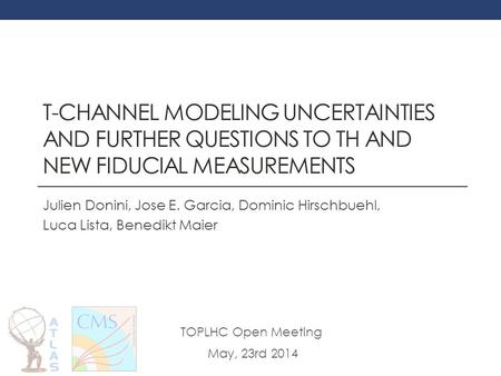 T-CHANNEL MODELING UNCERTAINTIES AND FURTHER QUESTIONS TO TH AND NEW FIDUCIAL MEASUREMENTS Julien Donini, Jose E. Garcia, Dominic Hirschbuehl, Luca Lista,