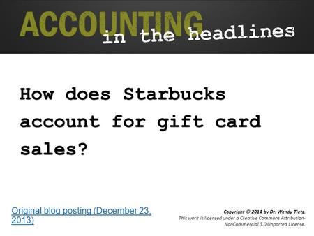 How does Starbucks account for gift card sales?