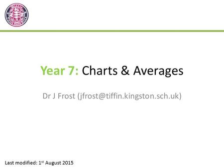 Year 7: Charts & Averages