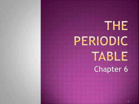 The Periodic Table Chapter 6.