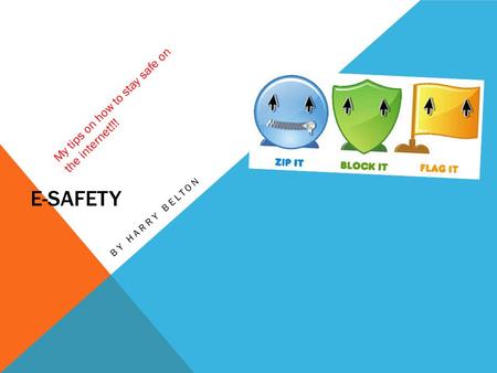 E-SAFETY BY HARRY BELTON My tips on how to stay safe on the internet!!!