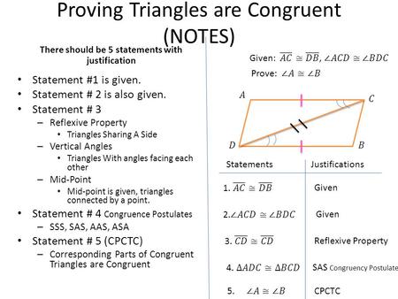 Proving Triangles are Congruent (NOTES)