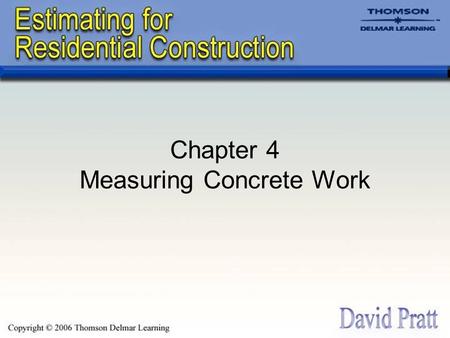 Chapter 4 Measuring Concrete Work