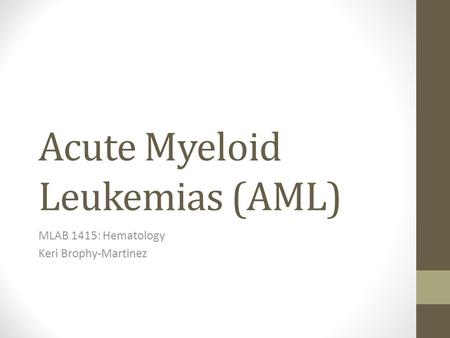 Acute Myeloid Leukemias (AML)