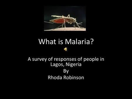 What is Malaria? A survey of responses of people in Lagos, Nigeria By Rhoda Robinson.