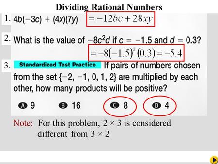 Algebra 2-4 Dividing Rational Numbers