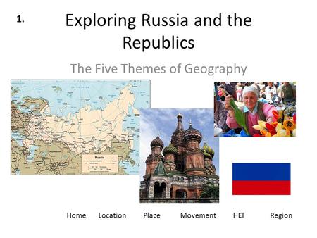 Exploring Russia and the Republics The Five Themes of Geography LocationPlaceMovementHEIRegionHome 1.