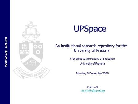 I:\Share\Bestuursinligting\OUDITfinaal\Portfolio\Statistics\BI2004 www.up.ac.za UPSpace An institutional research repository for the University of Pretoria.