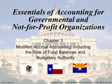 Essentials of Accounting for Governmental and Not-for-Profit Organizations Chapter 3 Modified Accrual Accounting: Including the Role of Fund Balances.