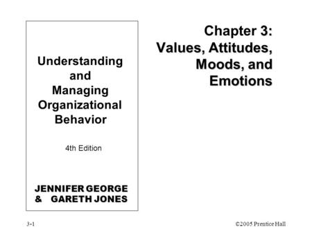 Chapter 3: Values, Attitudes, Moods, and Emotions