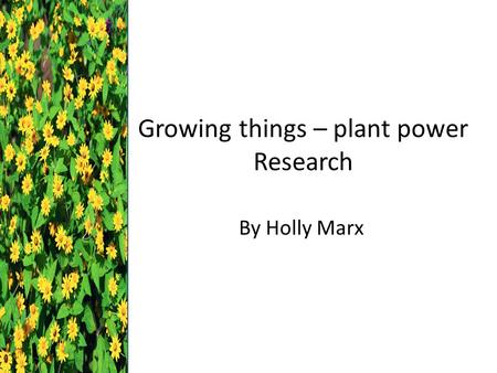 Growing things – plant power Research