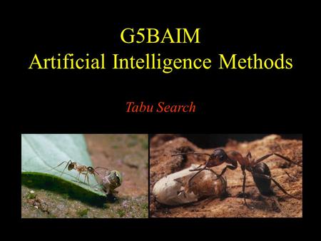 G5BAIM Artificial Intelligence Methods Tabu Search.