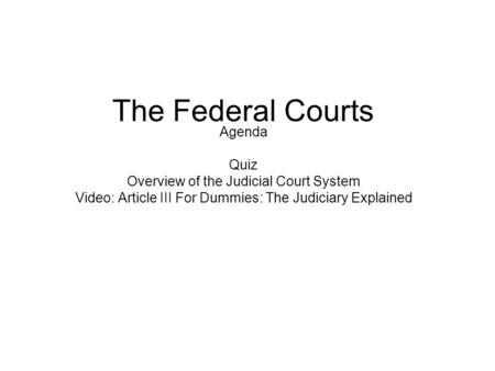 The Federal Courts Agenda Quiz Overview of the Judicial Court System