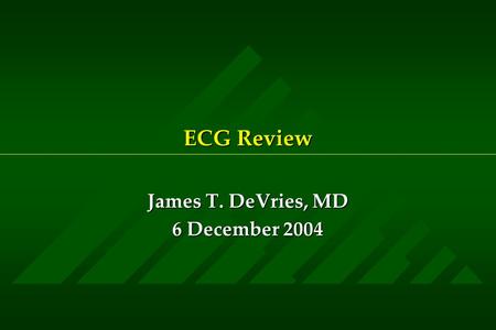 ECG Review James T. DeVries, MD 6 December 2004. 45 yo female 1 week post-op with shortness of breath The most likely diagnosis is: 1) ST elevation MI.