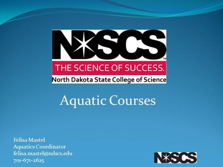 Aquatic Courses Felisa Mastel Aquatics Coordinator 701-671-2625.