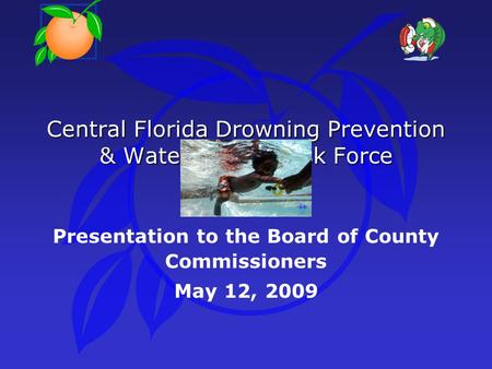 Central Florida Drowning Prevention & Water Safety Task Force Presentation to the Board of County Commissioners May 12, 2009.