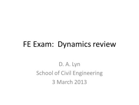 FE Exam: Dynamics review