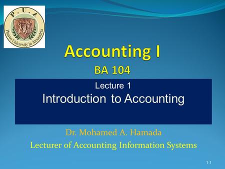 Dr. Mohamed A. Hamada Lecturer of Accounting Information Systems