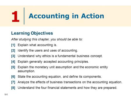 1 Accounting in Action Learning Objectives