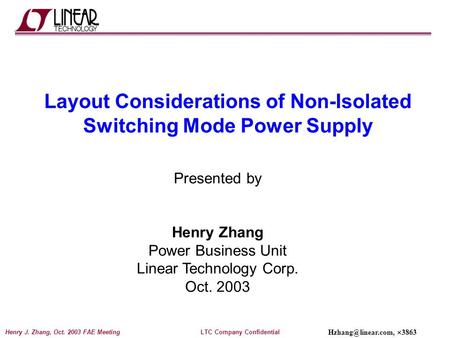 Layout Considerations of Non-Isolated Switching Mode Power Supply