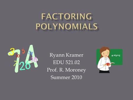Ryann Kramer EDU 521.02 Prof. R. Moroney Summer 2010.
