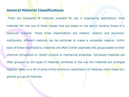 General Material Classifications