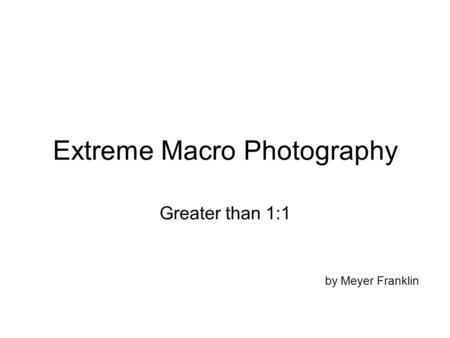 Extreme Macro Photography Greater than 1:1 by Meyer Franklin.