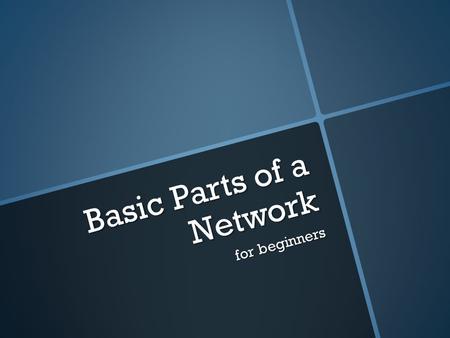 Basic Parts of a Network for beginners. Network Interface Cards A network interface card (NIC) is a circuit board or card that is installed in a computer.