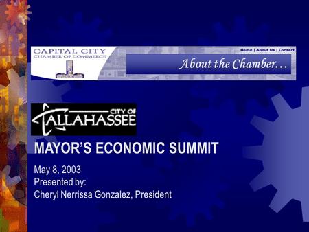 About the Chamber… MAYOR’S ECONOMIC SUMMIT May 8, 2003 Presented by: Cheryl Nerrissa Gonzalez, President.