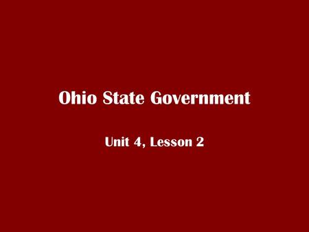 Ohio State Government Unit 4, Lesson 2. Ohio’s Constitution Elected officials in Ohio promise to support the state’s constitution Ohio has 2 constitutions.