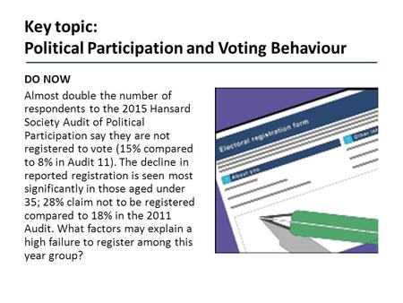 Key topic: Political Participation and Voting Behaviour