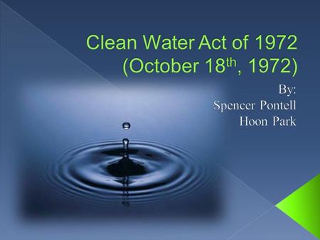  Environmental concerns rose in the United States in the 1960s and 1970s that would greatly affect the definition of clean, pure water and the responsibility.