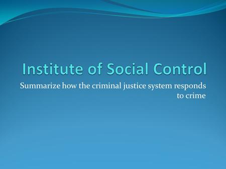 Institute of Social Control