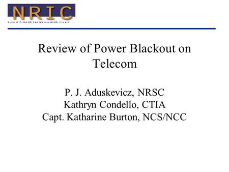 Review of Power Blackout on Telecom P. J
