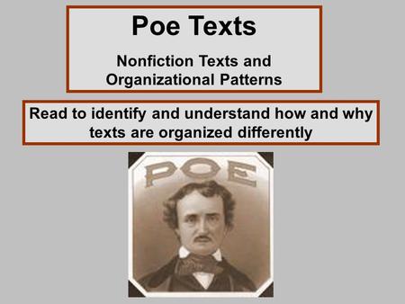 Nonfiction Texts and Organizational Patterns