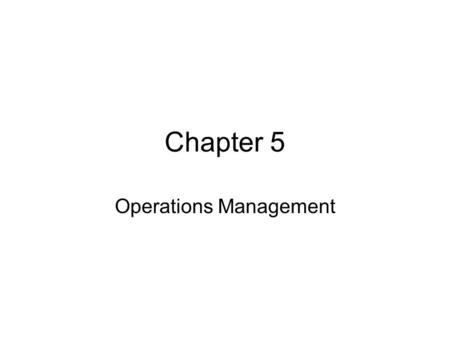 Operations Management