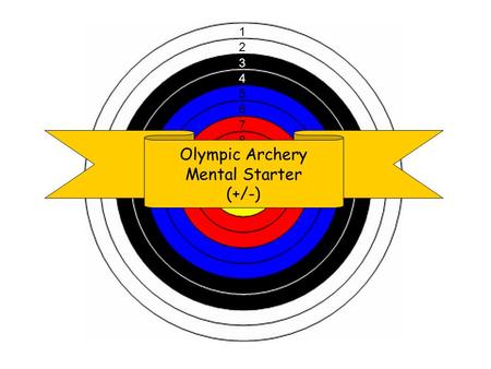 1 1 2 5 6 7 8 9 10 3 4 Olympic Archery Mental Starter (+/-)