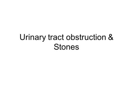 Urinary tract obstruction & Stones