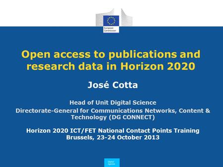 Open access to publications and research data in Horizon 2020