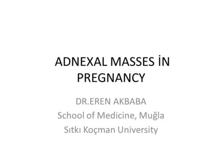 ADNEXAL MASSES İN PREGNANCY