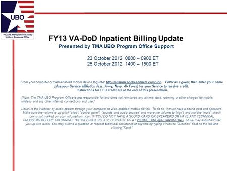 FY13 VA-DoD Inpatient Billing Update