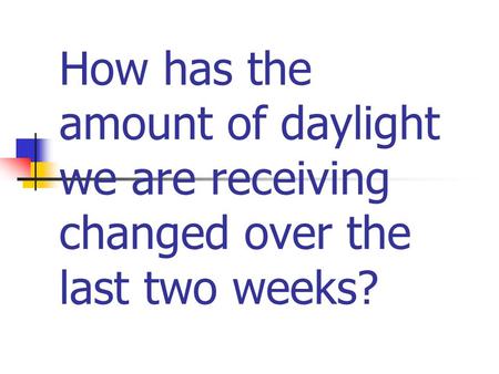 How has the amount of daylight we are receiving changed over the last two weeks?