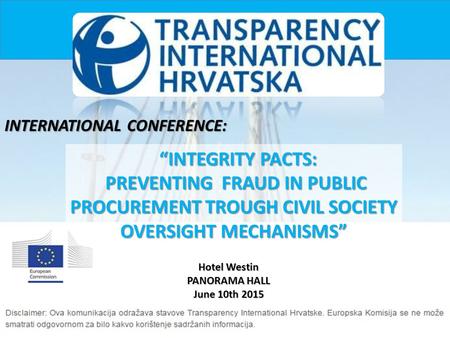 “INTEGRITY PACTS: “INTEGRITY PACTS: PREVENTING FRAUD IN PUBLIC PROCUREMENT TROUGH CIVIL SOCIETY OVERSIGHT MECHANISMS” PREVENTING FRAUD IN PUBLIC PROCUREMENT.