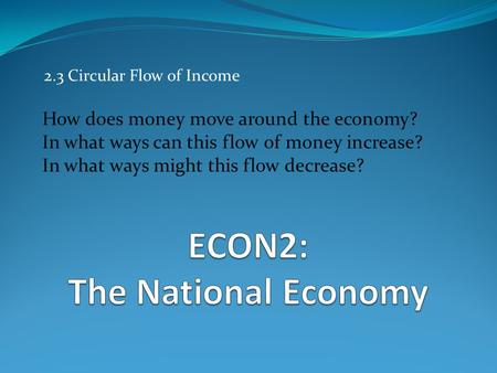 ECON2: The National Economy